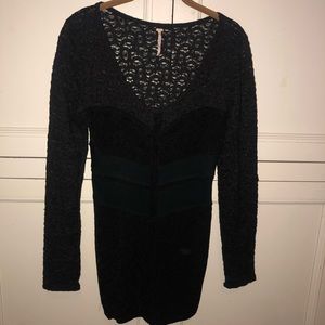 Free people black long sleeve mini dress